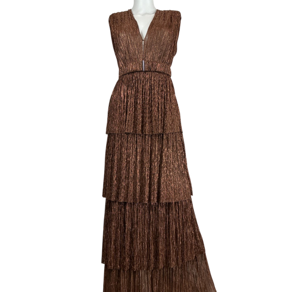 Sabina Musayev Metallic Brown Skylar Gown Size S - Picture 2 of 4